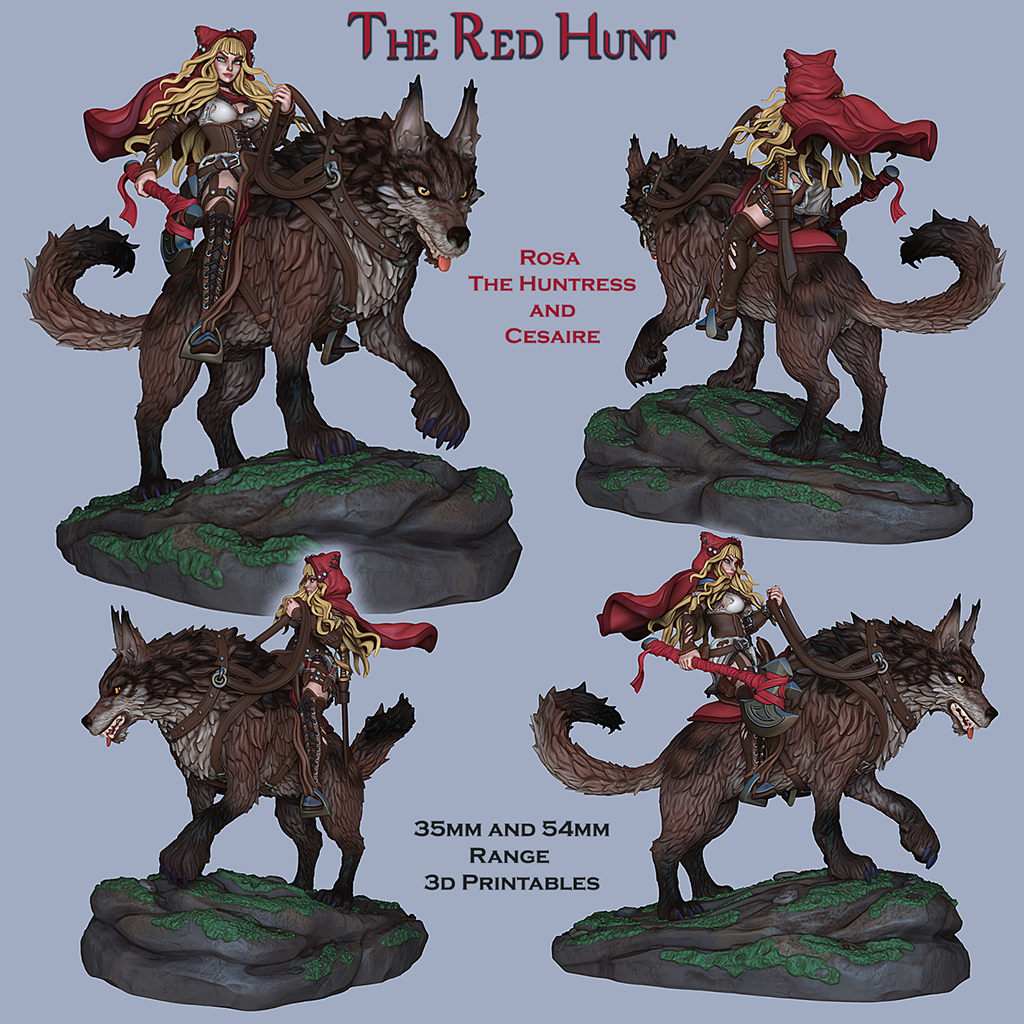 Resin Miniature - Rosa and Cesaire - Red Riding Hood and Wolf