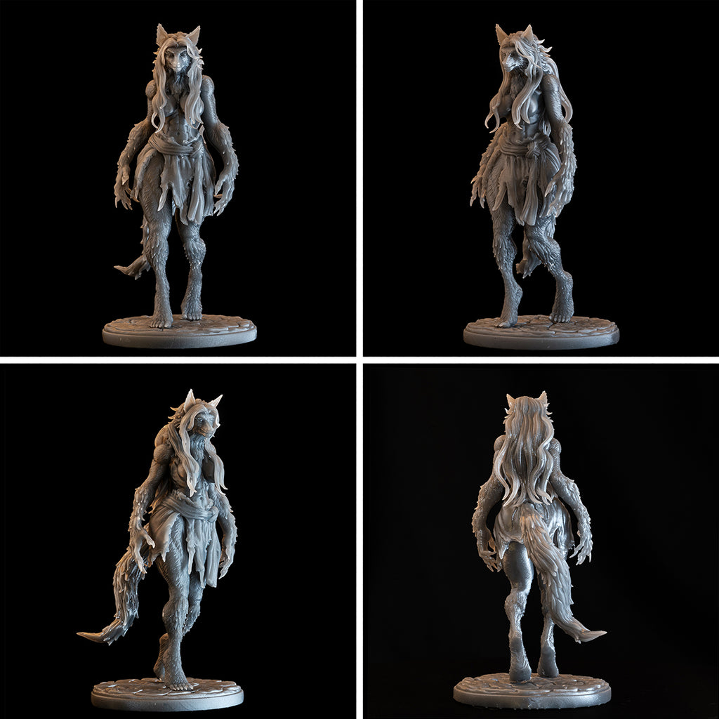 Resin Miniature - Mercedes The Haunted - Dual Form Peasant (Were-Coyote)