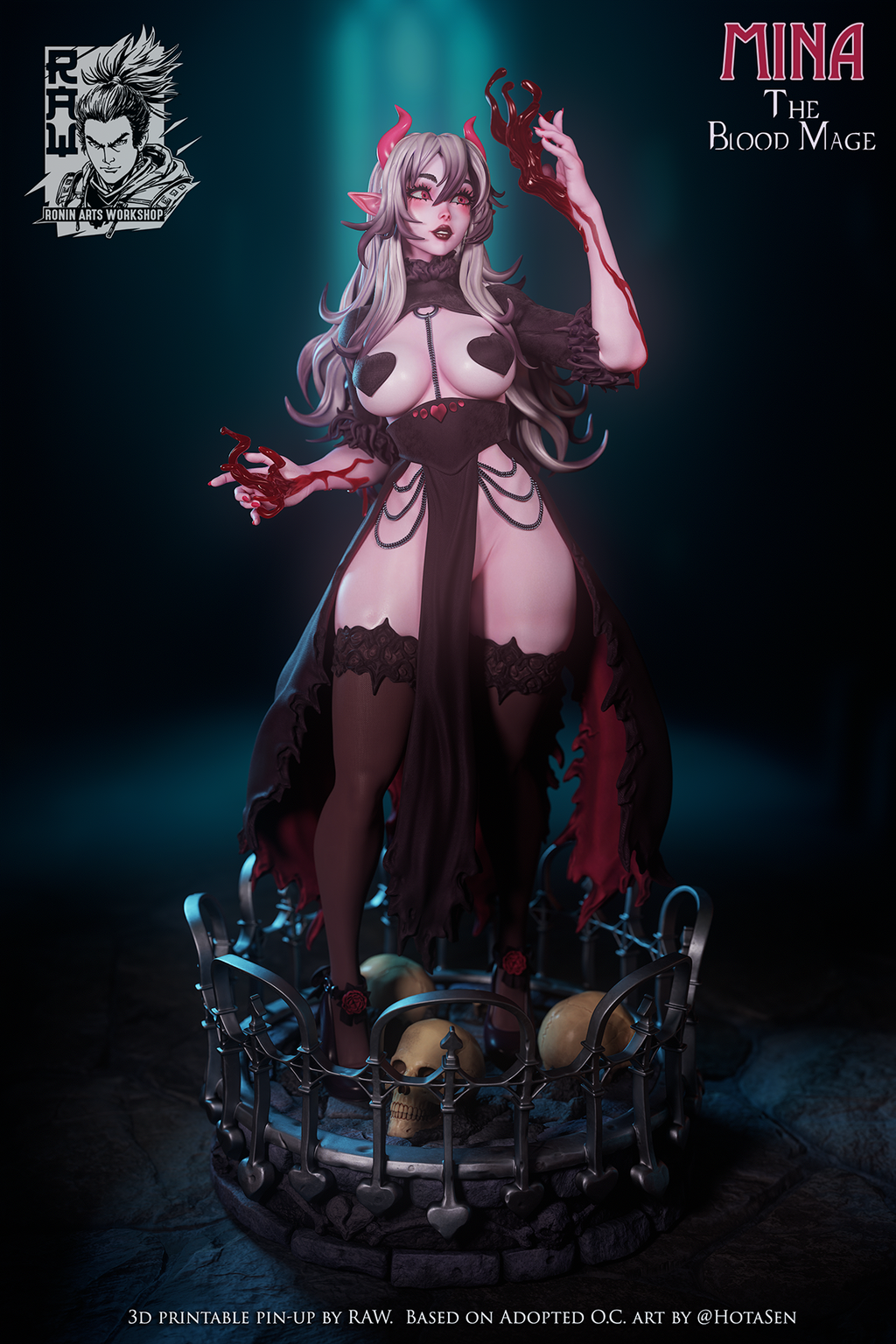 Resin Miniature - Mina The Bloodmage Pin Up