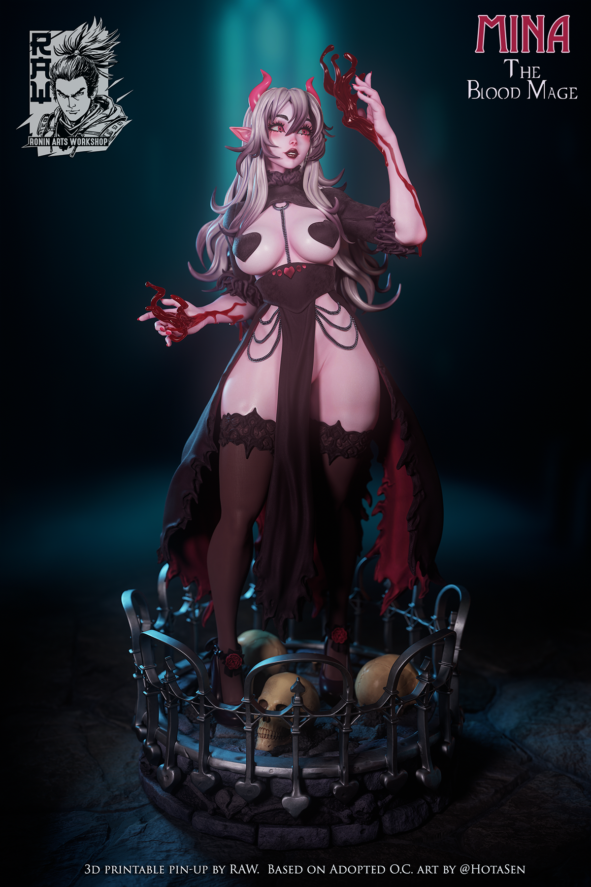 Resin Miniature - Mina The Bloodmage Pin Up