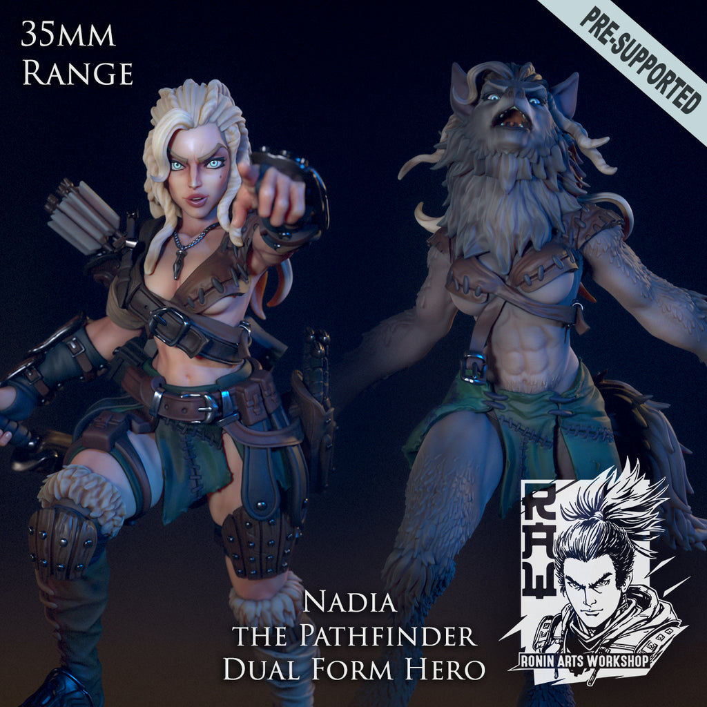 Resin Miniature - Nadia The Lycan Pathfinder - Dual Form Mini