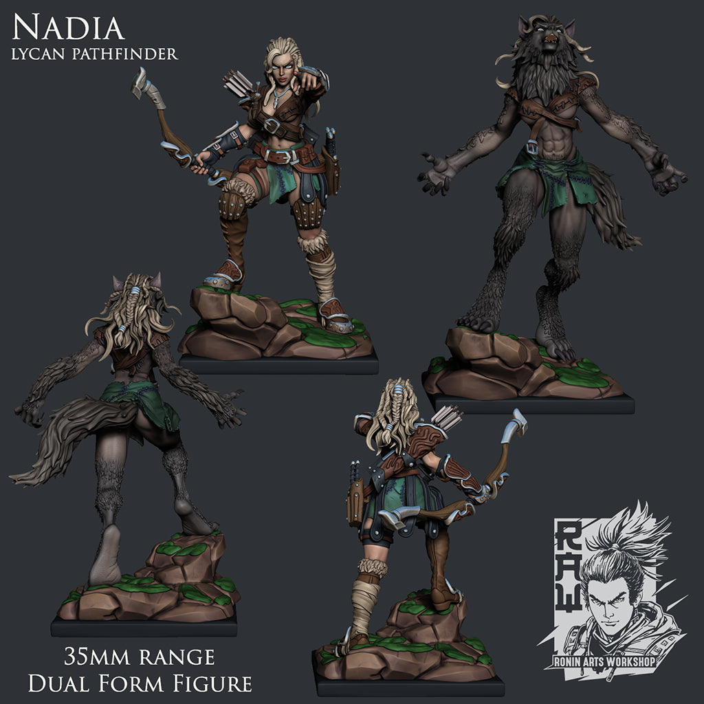 Resin Miniature - Nadia The Lycan Pathfinder - Dual Form Mini