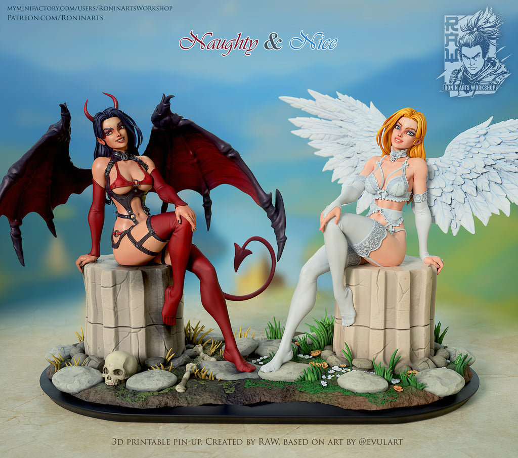 Resin Miniature - Naughty and Nice - Double Pin-Up Kit