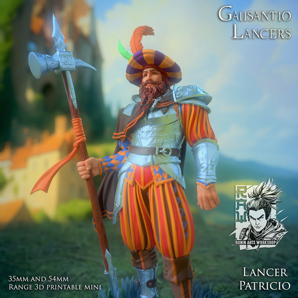 Resin Miniature - Patricio the Lancer - landsknecht style guard