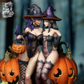 Resin Miniature - Prywinko and Kittew - Halloween Witches Pin-Up