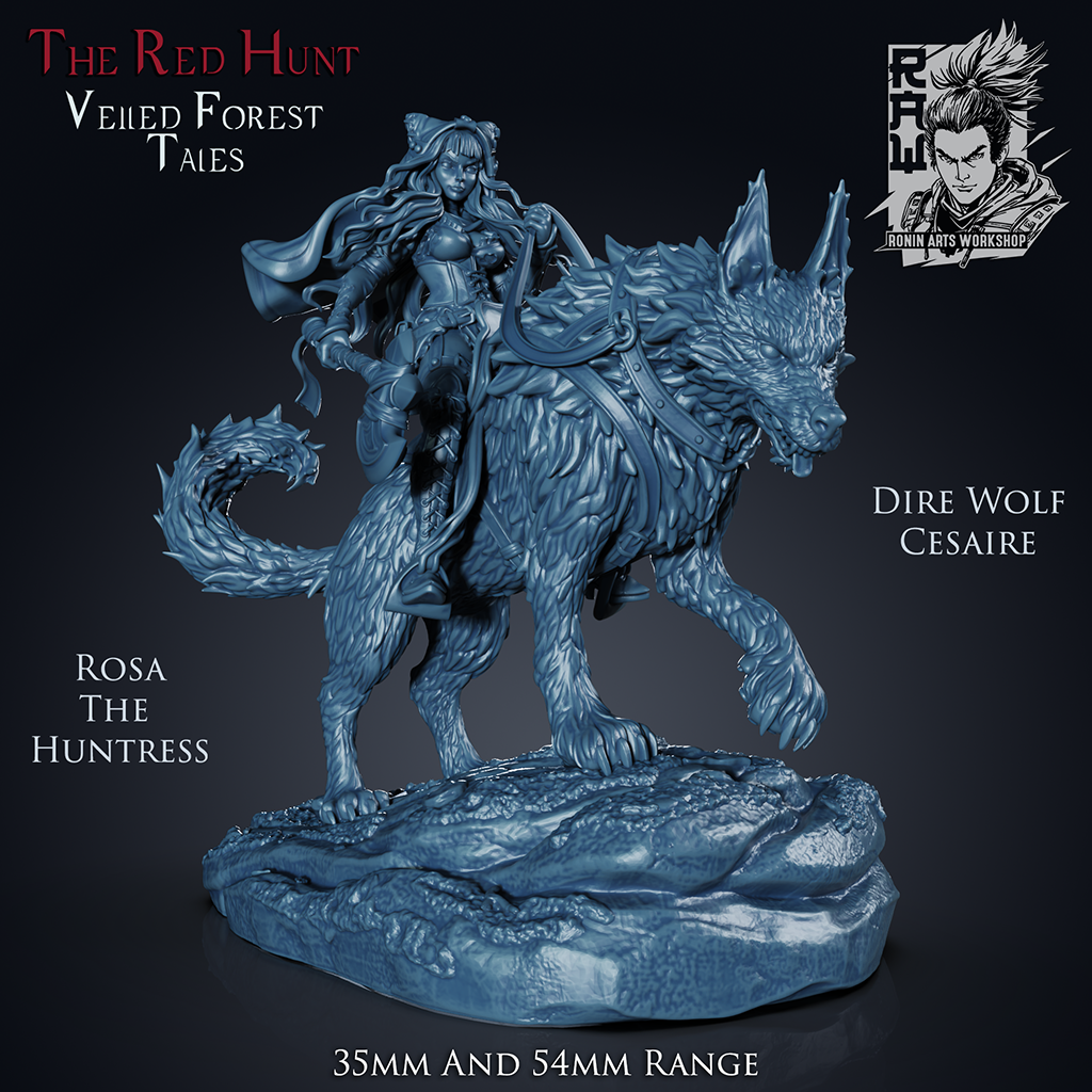 Resin Miniature - Rosa and Cesaire - Red Riding Hood and Wolf