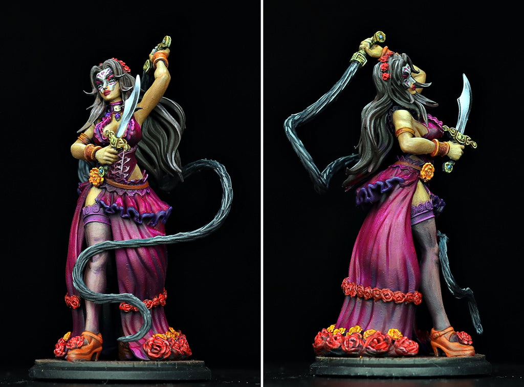 Resin Miniature - Rocio The Red Blight - Dia De Muertos Assassin