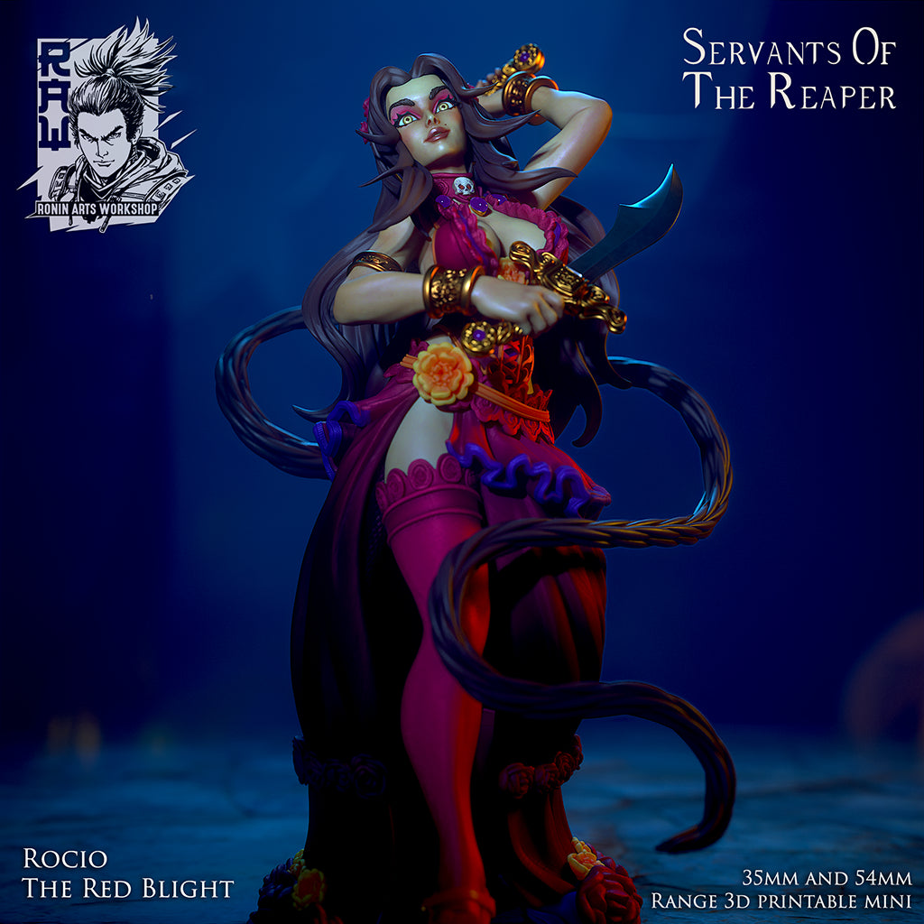Resin Miniature - Rocio The Red Blight - Dia De Muertos Assassin