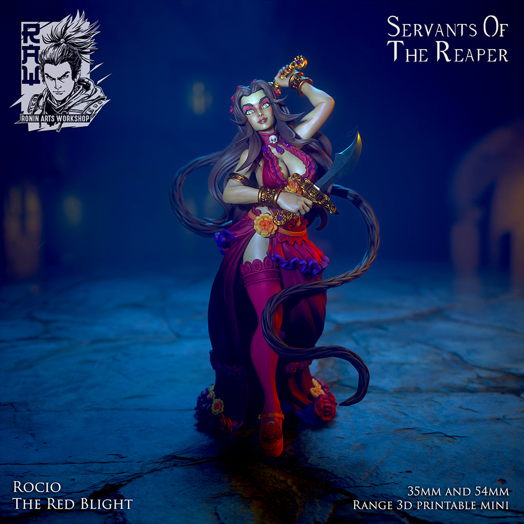 Resin Miniature - Rocio The Red Blight - Dia De Muertos Assassin