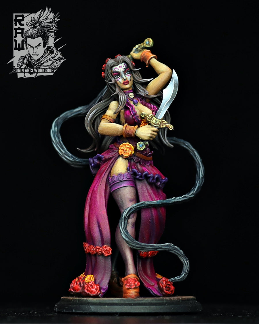 Resin Miniature - Rocio The Red Blight - Dia De Muertos Assassin