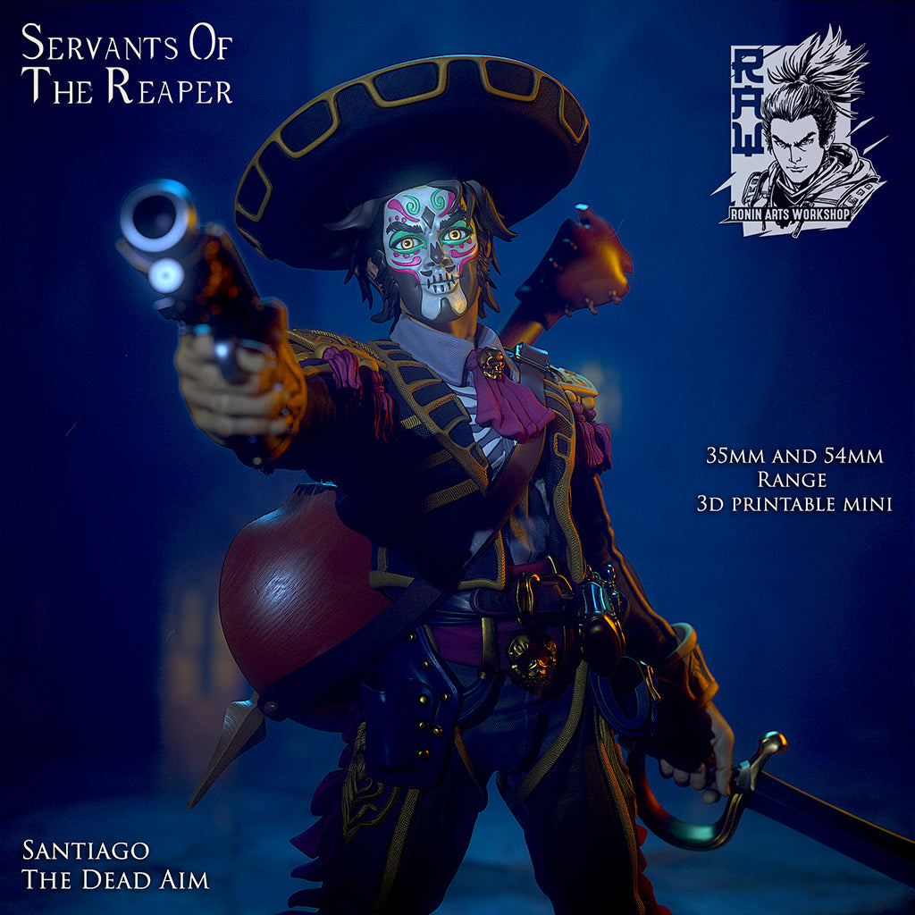 Resin Miniature - Santiago The Dead Aim - Dia De Muertos Pistolero